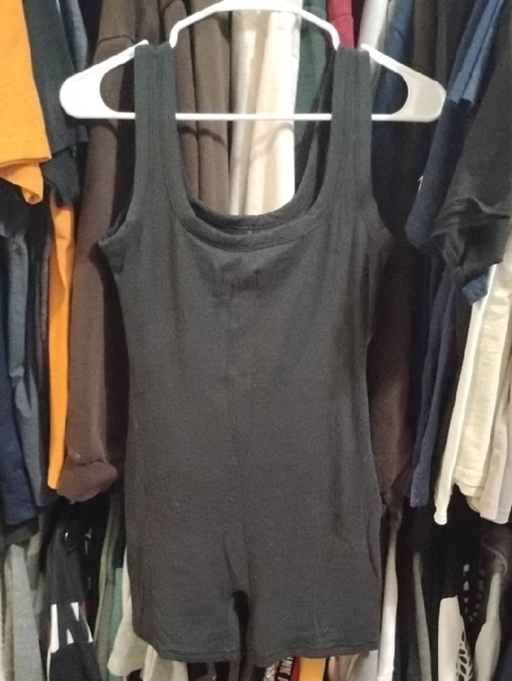 NWOT SKIMS Onyx (Black) Ribbed Lined Bodysuit w Shorts Size Medium